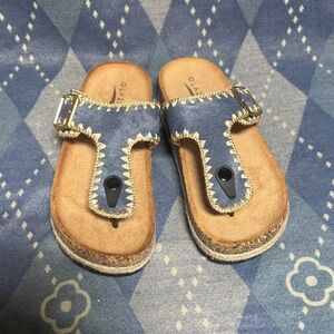 Glaze Blue Denim Sandal with Gold Trim